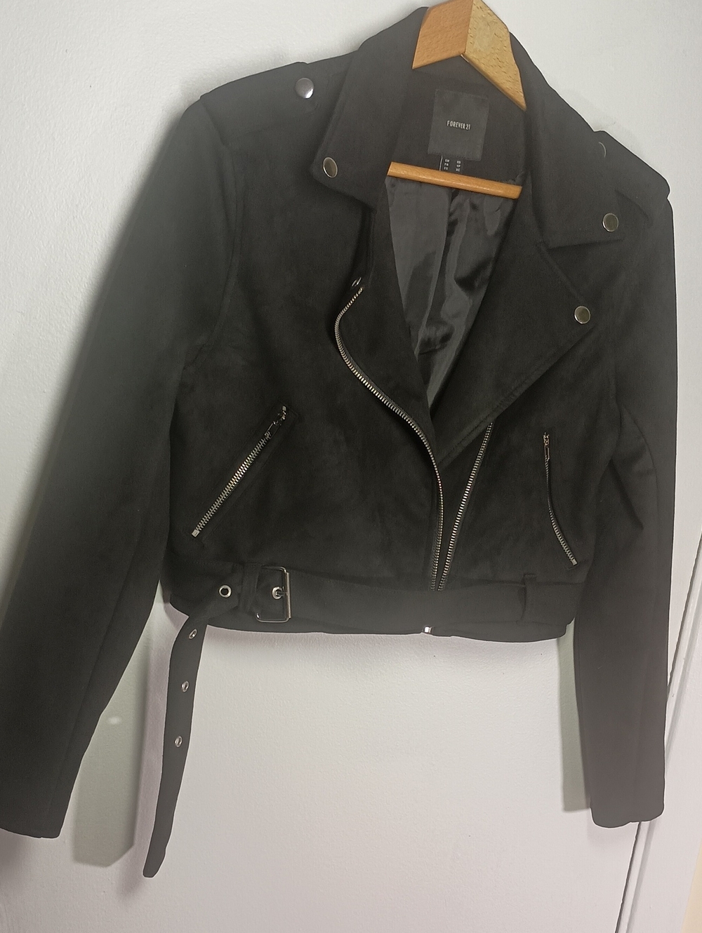 Forever 21 Black Suede-Look Moto Jacket
